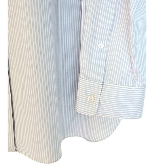 Theory NWT White & Blue Multi Katsu Stripe Classic Menswear Button Down Shirt - Picture 6 of 9